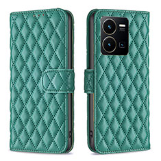 Funda de Cuero Cartera con Soporte Carcasa B11F para Vivo Y35 4G Verde