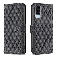 Funda de Cuero Cartera con Soporte Carcasa B11F para Vivo Y53s 4G Negro