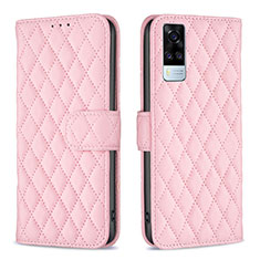 Funda de Cuero Cartera con Soporte Carcasa B11F para Vivo Y53s NFC Oro Rosa