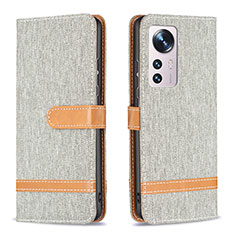 Funda de Cuero Cartera con Soporte Carcasa B11F para Xiaomi Mi 12 5G Gris