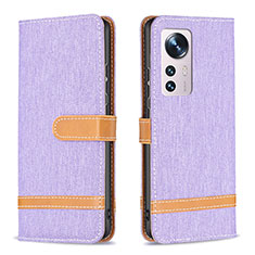 Funda de Cuero Cartera con Soporte Carcasa B11F para Xiaomi Mi 12 Pro 5G Purpura Claro