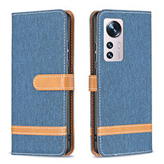 Funda de Cuero Cartera con Soporte Carcasa B11F para Xiaomi Mi 12S 5G Azul Cielo