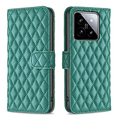 Funda de Cuero Cartera con Soporte Carcasa B11F para Xiaomi Mi 14 Pro 5G Verde