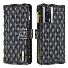 Funda de Cuero Cartera con Soporte Carcasa B11F para Xiaomi Poco F5 Pro 5G Negro