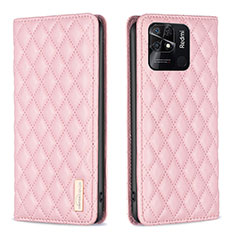 Funda de Cuero Cartera con Soporte Carcasa B11F para Xiaomi Redmi 10 India Oro Rosa