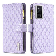 Funda de Cuero Cartera con Soporte Carcasa B11F para Xiaomi Redmi K60 5G Morado