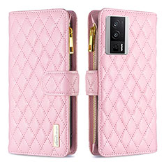 Funda de Cuero Cartera con Soporte Carcasa B11F para Xiaomi Redmi K60 5G Oro Rosa