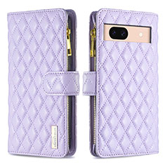 Funda de Cuero Cartera con Soporte Carcasa B12F para Google Pixel 8a 5G Morado