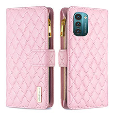 Funda de Cuero Cartera con Soporte Carcasa B12F para Nokia G11 Oro Rosa