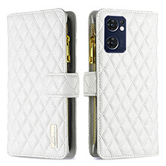 Funda de Cuero Cartera con Soporte Carcasa B12F para OnePlus Nord CE 2 5G Blanco