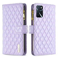 Funda de Cuero Cartera con Soporte Carcasa B12F para Oppo A16 Morado