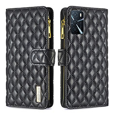 Funda de Cuero Cartera con Soporte Carcasa B12F para Oppo A16 Negro