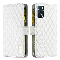 Funda de Cuero Cartera con Soporte Carcasa B12F para Oppo A16s Blanco