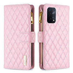 Funda de Cuero Cartera con Soporte Carcasa B12F para Oppo A54 5G Oro Rosa