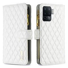 Funda de Cuero Cartera con Soporte Carcasa B12F para Oppo A94 4G Blanco