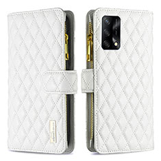 Funda de Cuero Cartera con Soporte Carcasa B12F para Oppo A95 4G Blanco