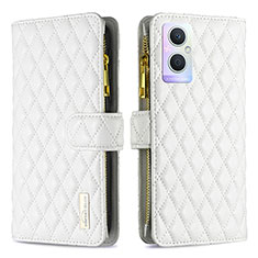 Funda de Cuero Cartera con Soporte Carcasa B12F para Oppo A96 5G Blanco