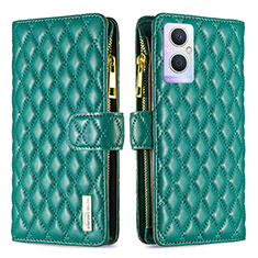 Funda de Cuero Cartera con Soporte Carcasa B12F para Oppo A96 5G Verde