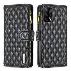 Funda de Cuero Cartera con Soporte Carcasa B12F para Oppo F19 Negro