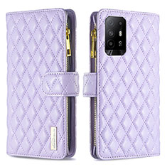 Funda de Cuero Cartera con Soporte Carcasa B12F para Oppo F19 Pro+ Plus 5G Morado