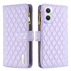 Funda de Cuero Cartera con Soporte Carcasa B12F para Oppo F21 Pro 5G Morado