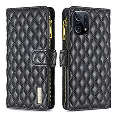 Funda de Cuero Cartera con Soporte Carcasa B12F para Oppo Find X5 5G Negro