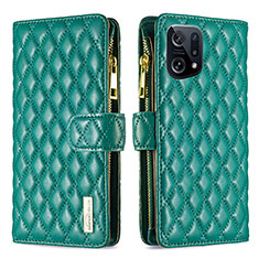 Funda de Cuero Cartera con Soporte Carcasa B12F para Oppo Find X5 5G Verde