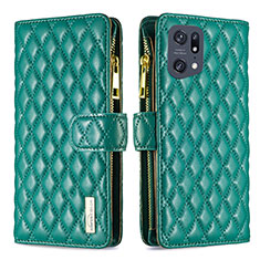 Funda de Cuero Cartera con Soporte Carcasa B12F para Oppo Find X5 Pro 5G Verde