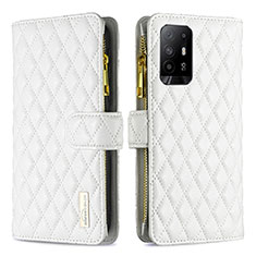 Funda de Cuero Cartera con Soporte Carcasa B12F para Oppo Reno5 Z 5G Blanco