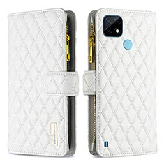 Funda de Cuero Cartera con Soporte Carcasa B12F para Realme C21 Blanco