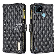 Funda de Cuero Cartera con Soporte Carcasa B12F para Realme C21 Negro