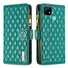 Funda de Cuero Cartera con Soporte Carcasa B12F para Realme C21 Verde