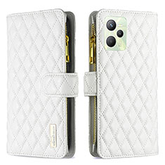 Funda de Cuero Cartera con Soporte Carcasa B12F para Realme C35 Blanco