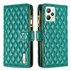 Funda de Cuero Cartera con Soporte Carcasa B12F para Realme C35 Verde