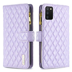 Funda de Cuero Cartera con Soporte Carcasa B12F para Samsung Galaxy A02s Morado