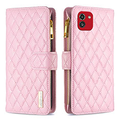 Funda de Cuero Cartera con Soporte Carcasa B12F para Samsung Galaxy A03 Oro Rosa