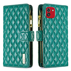 Funda de Cuero Cartera con Soporte Carcasa B12F para Samsung Galaxy A03 Verde