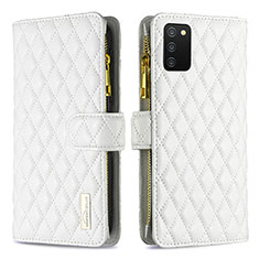 Funda de Cuero Cartera con Soporte Carcasa B12F para Samsung Galaxy A03s Blanco