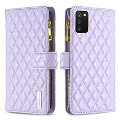 Funda de Cuero Cartera con Soporte Carcasa B12F para Samsung Galaxy A03s Morado