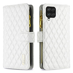 Funda de Cuero Cartera con Soporte Carcasa B12F para Samsung Galaxy A12 Blanco