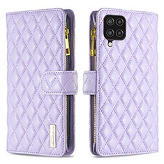 Funda de Cuero Cartera con Soporte Carcasa B12F para Samsung Galaxy A12 Morado