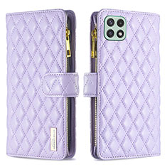 Funda de Cuero Cartera con Soporte Carcasa B12F para Samsung Galaxy A22s 5G Morado