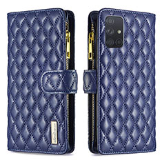 Funda de Cuero Cartera con Soporte Carcasa B12F para Samsung Galaxy A71 4G A715 Azul