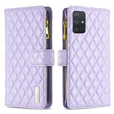 Funda de Cuero Cartera con Soporte Carcasa B12F para Samsung Galaxy A71 5G Morado