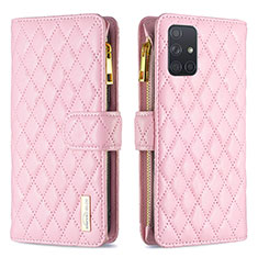 Funda de Cuero Cartera con Soporte Carcasa B12F para Samsung Galaxy A71 5G Oro Rosa