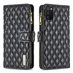 Funda de Cuero Cartera con Soporte Carcasa B12F para Samsung Galaxy F02S SM-E025F Negro