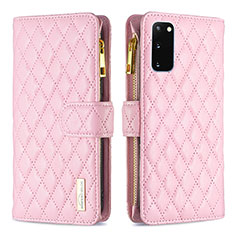 Funda de Cuero Cartera con Soporte Carcasa B12F para Samsung Galaxy S20 5G Oro Rosa