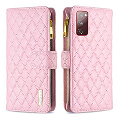 Funda de Cuero Cartera con Soporte Carcasa B12F para Samsung Galaxy S20 Lite 5G Oro Rosa