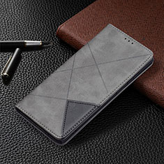 Funda de Cuero Cartera con Soporte Carcasa B12F para Samsung Galaxy S22 Ultra 5G Gris