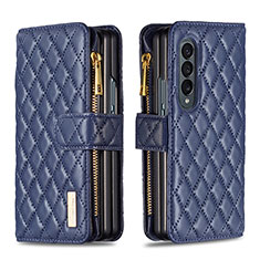 Funda de Cuero Cartera con Soporte Carcasa B12F para Samsung Galaxy Z Fold4 5G Azul